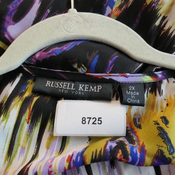 Russell Kemp Lightweight Cardigan Women 2X Black Abstract Fringe Semi Sheer Boho - Picture 10 of 10